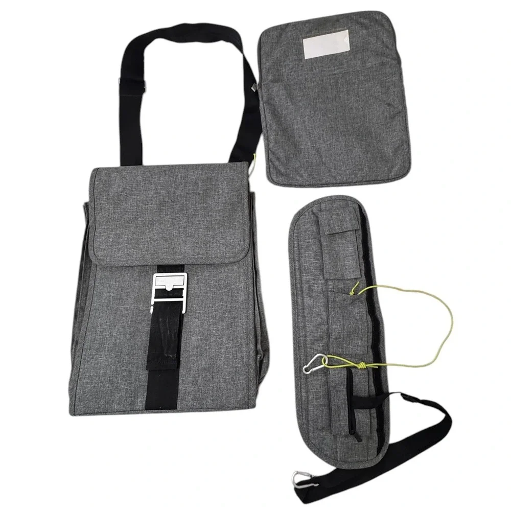 Ikea Family Upptack Expandable Gray Backpack Laptop Messenger Bag Pockets 3 Pcs